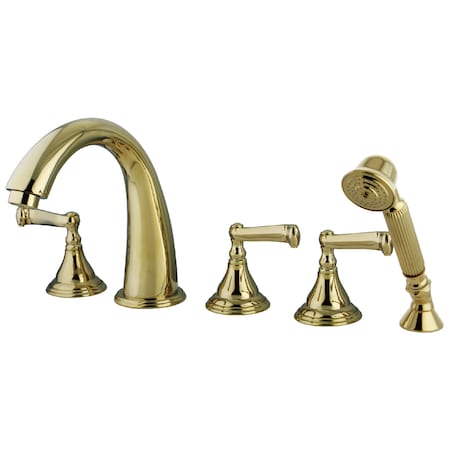 Kingston Brass Roman Tub Faucet, Polished Brass, Deck Mount KS53625FL