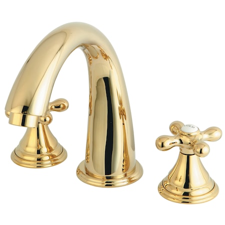 Kingston Brass Roman Tub Faucet, Standard, 8" to 36", 3, Deck Mount, Polished Brass KS5362AX