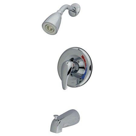 Kingston Brass Tub and Shower Faucet, Standard, 3, Wall Mount, Polished Chrome KS651