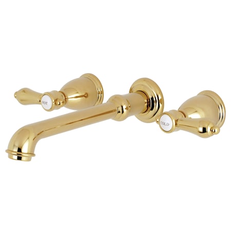 Kingston Brass Roman Tub Faucet, Polished Brass, Wall Mount KS7022BAL