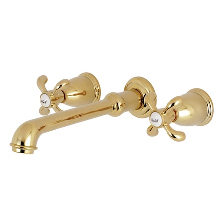 Kingston Brass Roman Tub Faucet, Standard, 8", 3, Wall Mount, Polished Brass KS7022TX