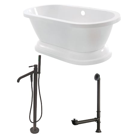 Kingston Brass KT7PE672824B5 67" Acrylic Pedestal Tub w, 66.9375" L, 31.5" W, White/Oil Rubbed Bronze, Acrylic KT7PE672824B5