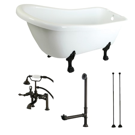 Kingston Brass KTDE692823C5 67" Acrylic Clawfoot Tub w/, 67.31" L, 30.69" W, White/Oil Rubbed Bronze, Center Front KTDE692823C5
