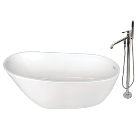 Kingston Brass KTRS592928A1 59" Acrylic Freestanding Tu, 59.0625" L, 28.5625" W, White/Polished Chrome, Acrylic KTRS592928A1