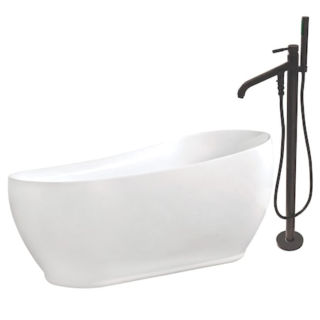 Kingston Brass KTRS723432A5 71" Acrylic Freestanding Tu, 70.875" L, 33.4375" W, White/Oil Rubbed Bronze, Acrylic KTRS723432A5