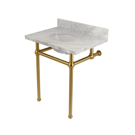Templeton KVPB30MB7 30X22 Carrara Marble Vanity with Sink & Brass Feet Combo KVPB30MB7
