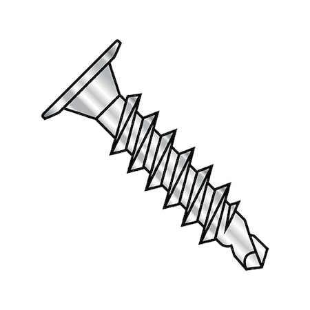Zoro Select #8-18 x 1/2" 18-8 Stainless Steel Self Drilling Screws, Wafer Head Type, Phillips Drive Type 0808KWAF188