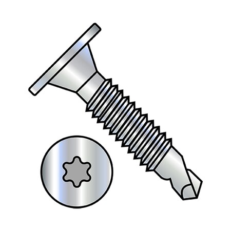 Zoro Select Self-Drilling Screw, #10-24 x 3/4 in, Zinc Plated Steel Wafer Head Torx Drive, 5000 PK 1012KWTFMS