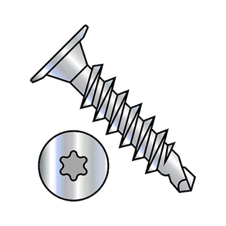 Zoro Select Self-Drilling Screw, #10-16 x 1-1/2 in, Zinc Plated Steel Wafer Head Torx Drive, 1000 PK 1024KWTF