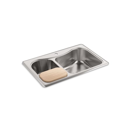 Kohler Staccato 33" X 22" X 8-5/16" Top-Mou, Drop In Mount, 1 Hole, Stainless 3361-1-NA