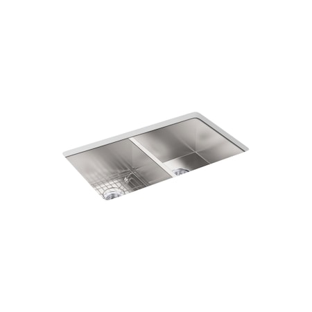 Kohler Vault 33" X 22" X 9-5/16" Top-/Under, Undermount Mount, 4 Hole, Stainless 3820-4-NA