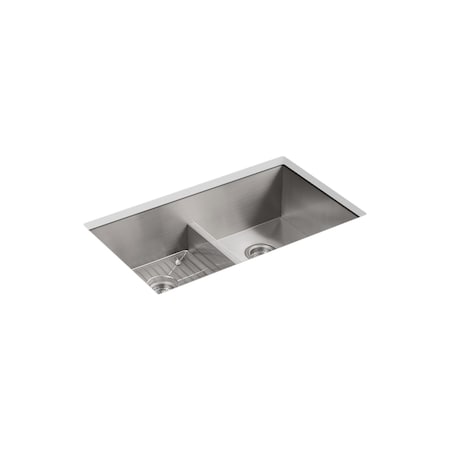 Vault 33" X 22" X 9-5/16" Smart Divi, Undermount, Drop In Mount, 1 Hole, Stainless