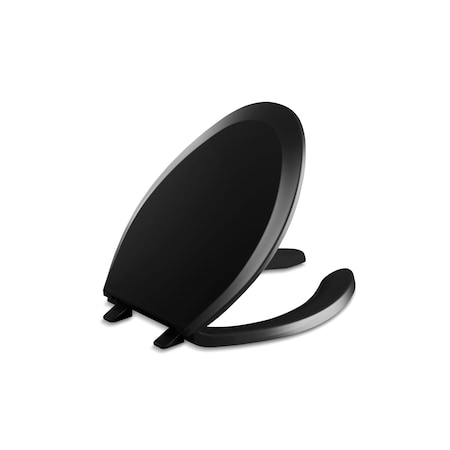 Kohler Lustra Elongated Toilet Seat With Cover, Plastic; Sturdy plastic, Black 4650-7