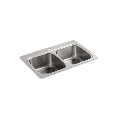 Kohler Verse 33" X 22" X 9-1/4" Top-Mount D, Top Mount, 1 Hole, Stainless K-5267-1-NA