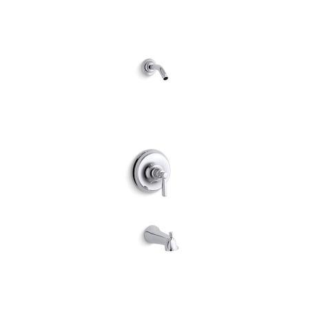 Kohler Bancroft(R) Rite-Temp(R) Bath And Shower Valve Trim With Metal Lever Handle And Slip-Fit Spout, Less Showerhead TLS10582-4-CP