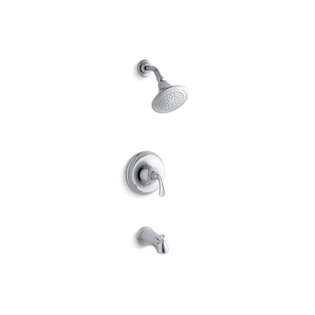 Kohler Forte(R) Sculpted Rite-Temp(R) Bath And Shower Valve Trim With Slip-Fit Spout And 2.5 Gpm Showerhead TS10275-4-CP