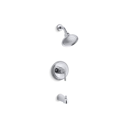 Kohler Devonshire(R) Rite-Temp(R) Bath And Shower Valve Trim With Lever Handle, Slip-Fit Spout And 2.5 Gpm Showerhead TS395-4S-CP