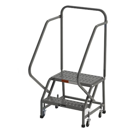 Ega Products 56" H Industrial Rolling Ladder (Square Tube), 2 Steps, 450 lb. Load Capacity L020