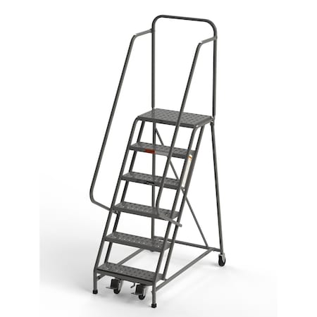 Ega Products 96" H Industrial Rolling Ladder (Square Tube), 6 Steps, 450 lb. Load Capacity L026