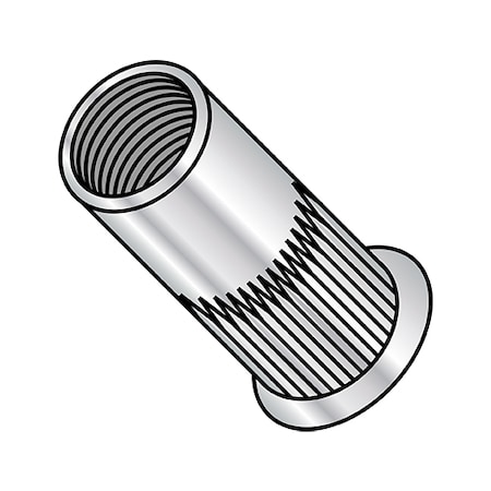 Zoro Select Rivet Nut, #10-24 Thread Size, 0.330 in - 0.350 in Flange Dia., .485 in - .505 in L, Aluminum LA-10130S