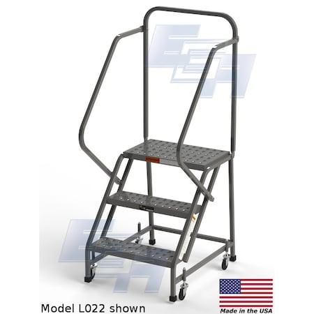 Ega Products 66" H Industrial Rolling Ladder (Square Tube), 3 Steps, 450 lb. Load Capacity L022