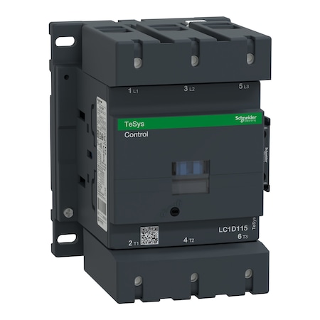 Square D IEC Magnetic Contactor, 1NC/1NO, 120V AC, 3 P, Non-Reversing, Screw Clamp LC1D115G7