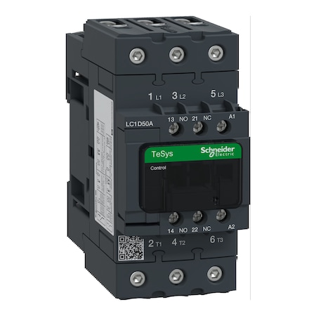 Schneider Electric IEC Magnetic Contactor, 1NC/1NO, 120V AC, 3 P, Non-Reversing, Screw Clamp LC1D50AG7