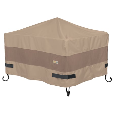 Duck Covers Elegant Swiss Coffee Patio Square Fire Pit Cover, 32"x32"x24" LFPS3232