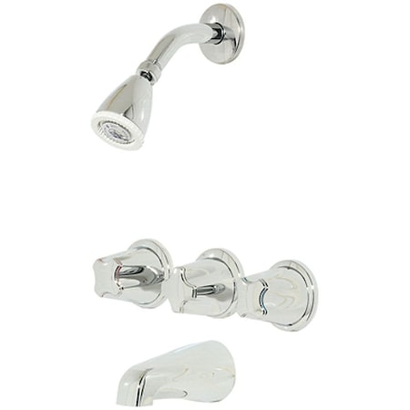 Pfister 5 Hole Tub And Shw, 01 Series Chrom, Three-Handle, Polished chrome LG01-3110