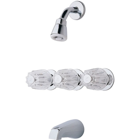 Pfister 5 Hole Tub And Shw, 01 Series Chrom, Three Handle, Polished chrome LG01-3120