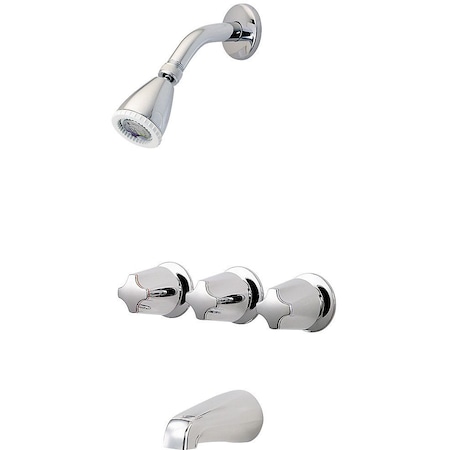 Pfister 5 Hole Tub And Shw, 01 Series Chrom, Three Handle, Polished chrome LG01-3210