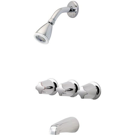 Pfister 5 Hole Tub And Shw, 01 Series Chrom, Three Handle, Polished chrome LG01-3410