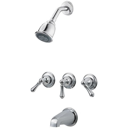 PFISTER Three Handle Tub And Tub 01 Series Chrome, Finish: Polished chrome LG01-81BC