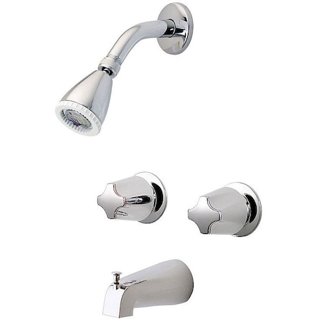 Pfister Dual Handle Tub And Shower, Two Handle, 03 Series Chro, Polished chrome 4 Hole LG03-6110