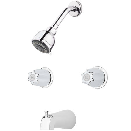 PFISTER Dual Handle 4 Hole Tub And Shower, Two Handle, 03 Series Chro, Polished chrome LG03-6120