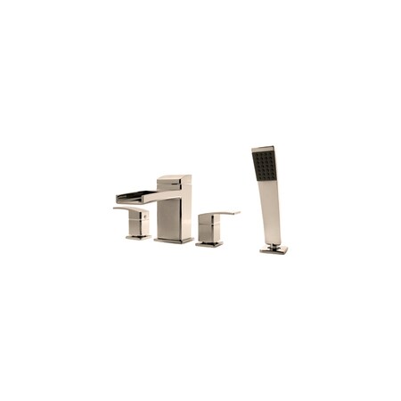 Pfister Dual Handle Kenzo Roman Tub Trim With Hand Shower Br, Brushed Nickel 4 Hole LG6-4DFK