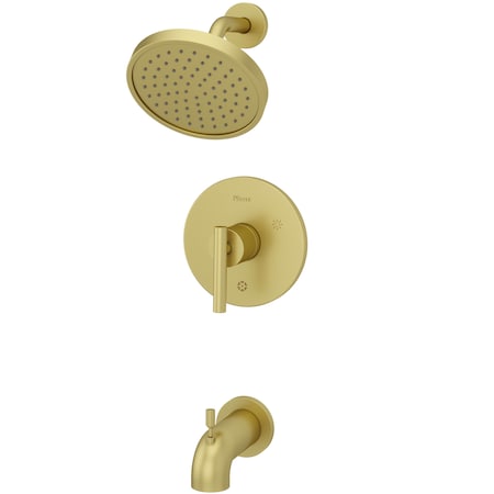 Pfister Single Handle Contempra Tub And Shower, Brushed Gold, Brushed Gold 3 Hole LG89-8NCBG