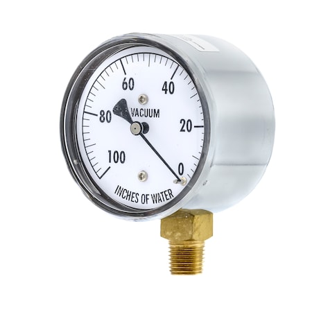 Pic Gauges 2 1/2 in Dial, 1/4 in NPT Lower Location, Chrome Plated Steel Case Material LP1-254-100V