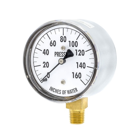 Pic Gauges 2 1/2 in Dial, 1/4 in NPT Lower Location, Chrome Plated Steel Case Material LP1-254-160