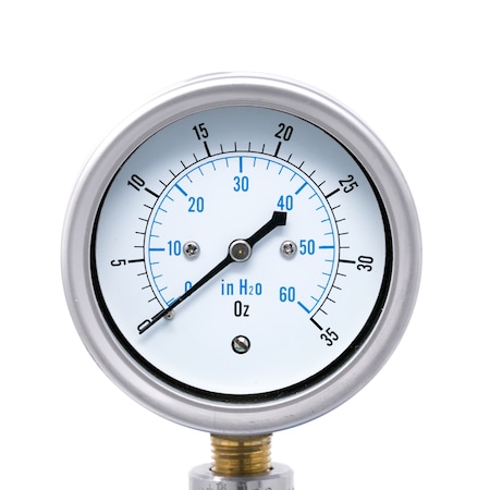 Pic Gauges 2 1/2 in Dial, 1/4 in NPT Lower Location, Stainless Steel Case Material LP1-SB-254-35X60