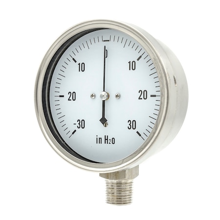 Pic Gauges 4 in Dial, 1/2 in NPT Lower Location, Stainless Steel Case Material LP1-SS-402-30-0-30