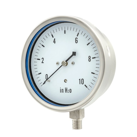 Pic Gauges 4 in Dial, 1/4 in NPT Lower Location, Stainless Steel Case Material LP1-SS-404-10
