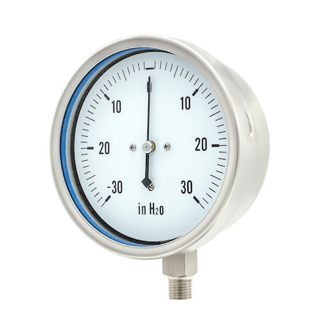 Pic Gauges 4 in Dial, 1/4 in NPT Lower Location, Stainless Steel Case Material LP1-SS-404-30-0-30