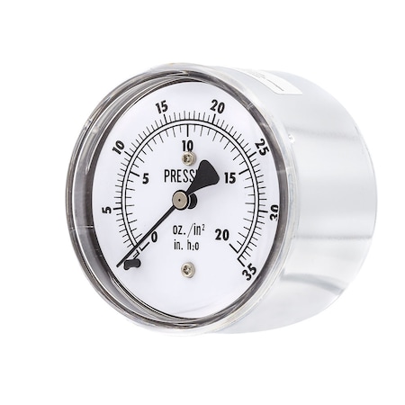 Pic Gauges Low Press Gauge, 2.5", 20Ozx35"Wc, 1/4"CBM, 2 1/2 in Dial, 1/4 in NPT Center Back Location LP2-254-20X35