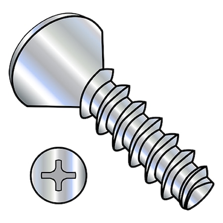 Zoro Select Thread Cutting Screw, #6-19 x 3/8 in, Wax Steel Oval Head Phillips Drive, 8000 PK 0606LPO