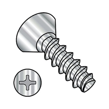 Zoro Select Thread Forming Screw, #8-16 x 1/2 in, Wax 18-8 Stainless Steel Flat Head Phillips Drive, 5000 PK 0808LPU188
