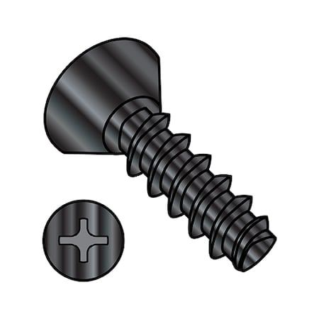 Zoro Select Thread Forming Screw, #10-14 x 3/8 in, Wax Steel Flat Head Phillips Drive, 10000 PK 1006LPUB