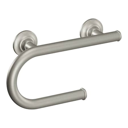 MOEN 8" L, Vertical or Horizontal Bars, Stainless Steel, Grab Bar with Paper Holder Brushed Nicke LR2352DBN