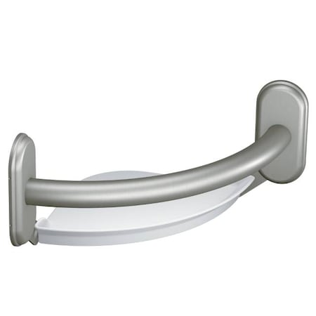 Moen Vertical or Horizontal Bars Grab Bar with Corner Shelf Brushed Nicke, 9" L, Stainless Steel LR2354DBN