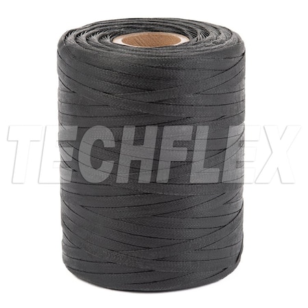 Techflex Poly, Lacing Tape, Size 1 Fin B Black LT2-S1-FB-BK